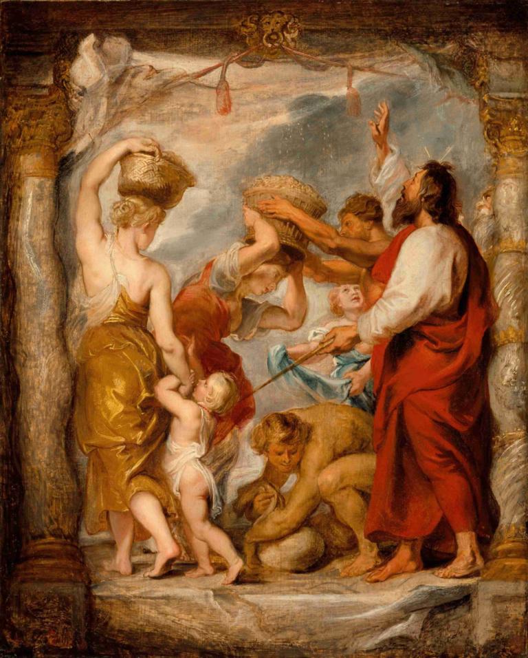 The Israelites Gathering Manna in the Desert,以色列人在沙漠中采集吗哪,Peter Paul Rubens,彼得-保罗-鲁本斯,油画,油画, 美术模仿, 戏仿, 多个男孩