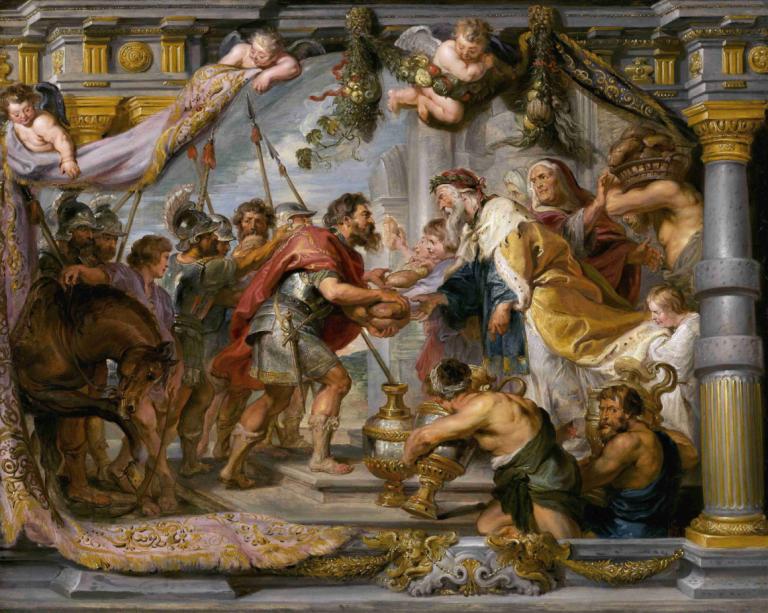 The Meeting of Abraham and Melchizedek,Pertemuan Abraham dan Melkisedek,Peter Paul Rubens,Lukisan cat minyak