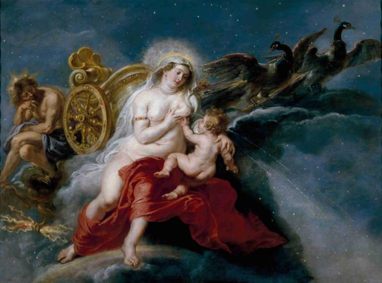 The Origin Of The Milky Way,Der Ursprung der Milchstraße,Peter Paul Rubens,Ölgemälde,Ölgemälde, Kunstparodie