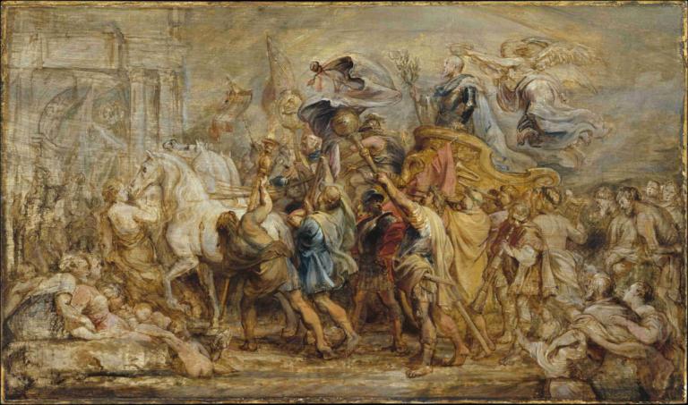 The Triumph of Henry IV,ヘンリー4世の凱旋,Peter Paul Rubens,ピーター・ポール・ルーベンス,油絵,油絵, 美術パロディ, 6人以上男の子, 複数の男の子, 複数の女の子, 馬