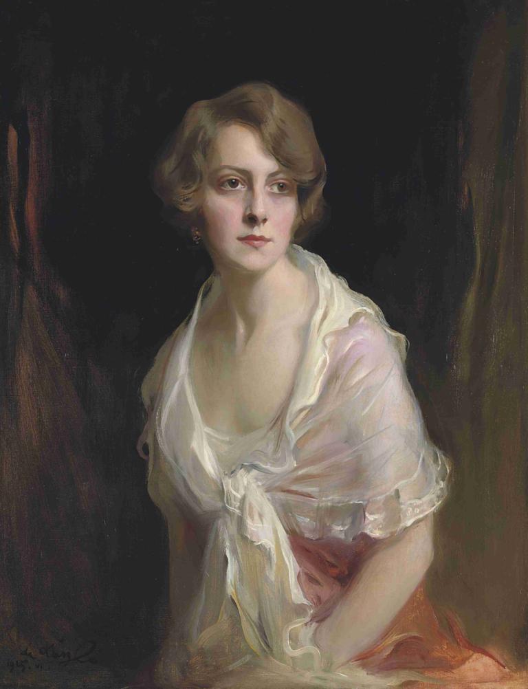 Mrs Claud Mullins, née Gwen Brandt,Philip Alexius de László,Oil Painting,Oil Painting, 1girl, solo