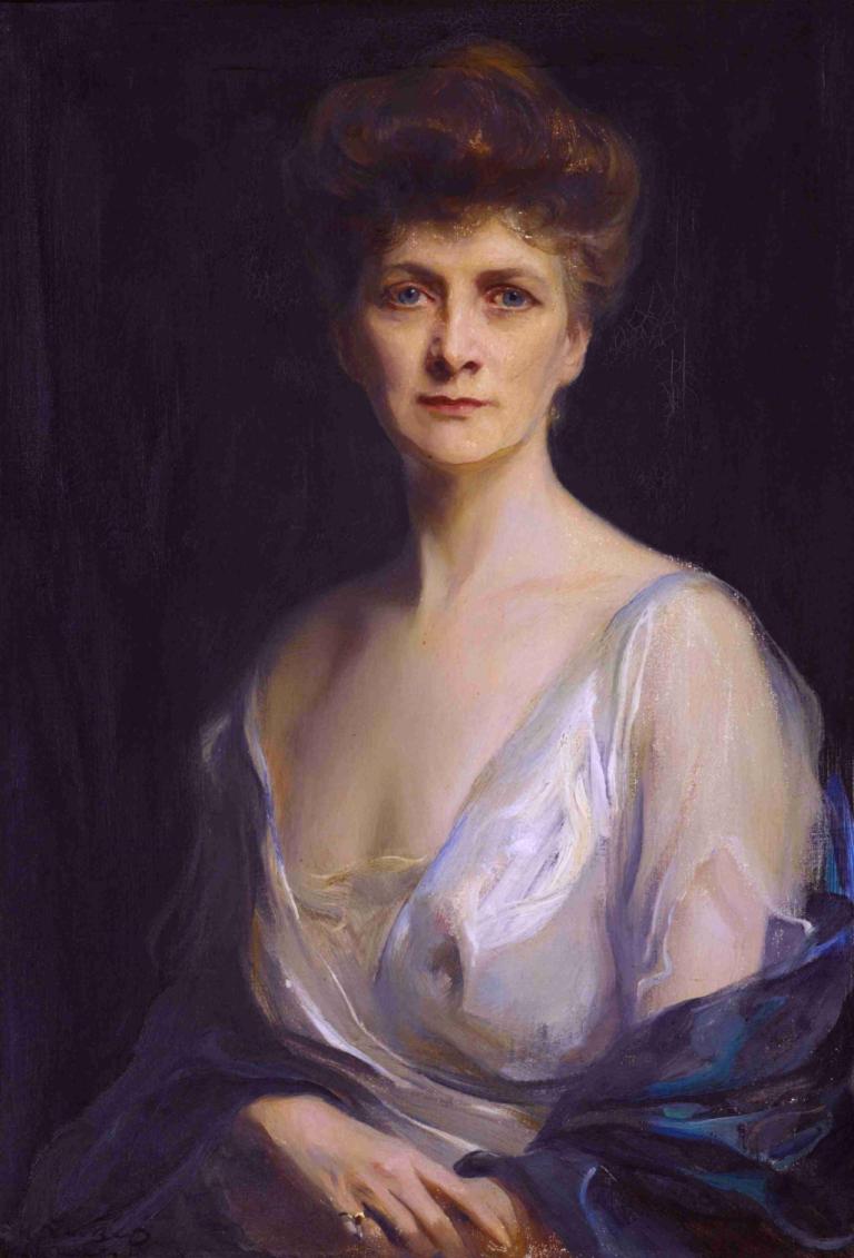 Mrs John W Davis, Née Ellen G Bassel,Philip Alexius de László,Oil Painting,Oil Painting, solo, 1girl