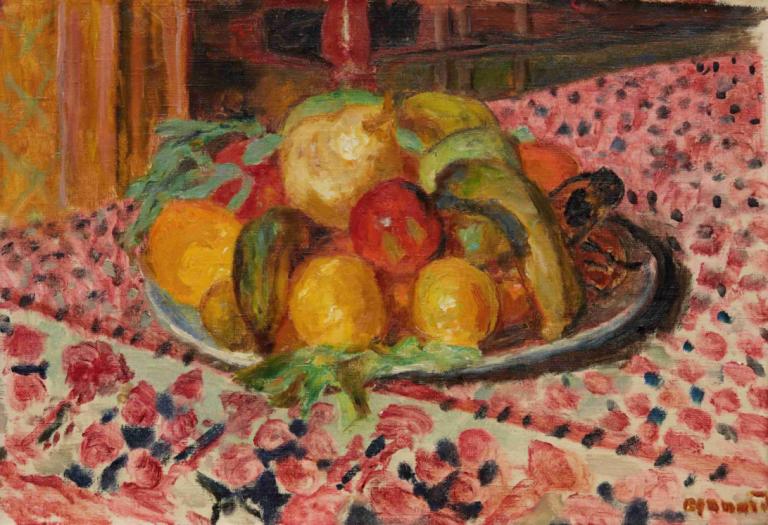 Assiette de fruits,Pierre Bonnard,Oil Painting,Oil Painting, food focus, food, no humans, painting (medium)