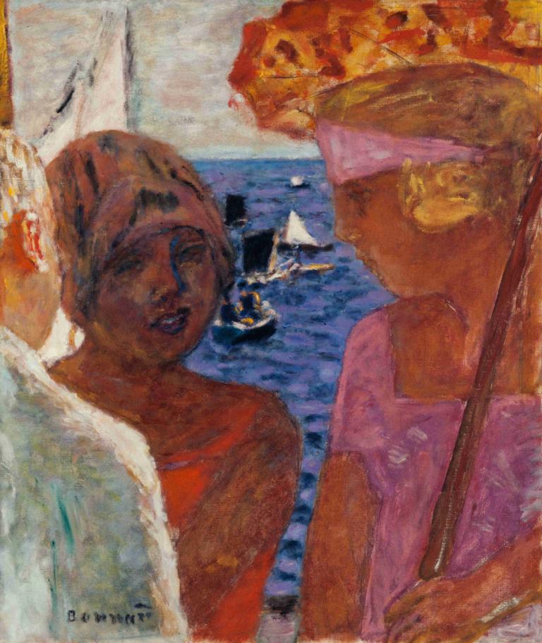 Conversation à Arcachon,Arcachon'de Sohbet,Pierre Bonnard,Yağlı boya,Yağlı boya, koyu ten, koyu tenli kadın