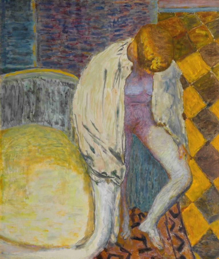 Femme Sortant Du Bain,Pierre Bonnard,Oil Painting,Oil Painting, 1girl, moriya suwako, solo, traditional media