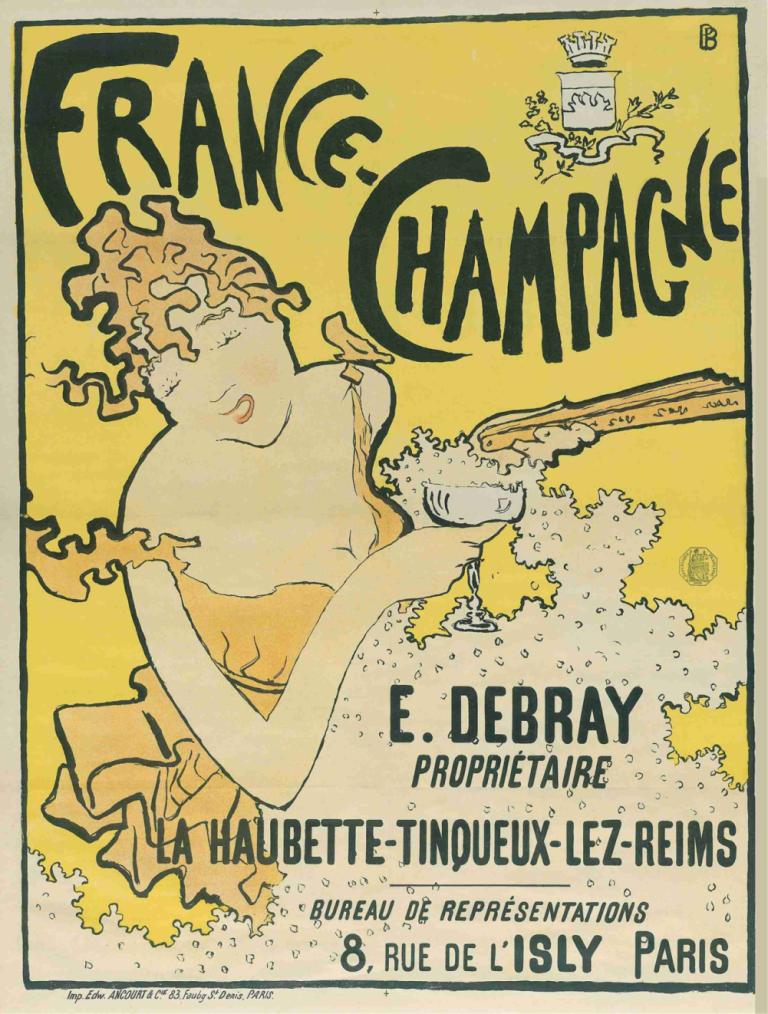 France-Champagne,Frankrig-Champagne,Pierre Bonnard,Illustration,Illustration, 1 pige, solo, kjole, mad