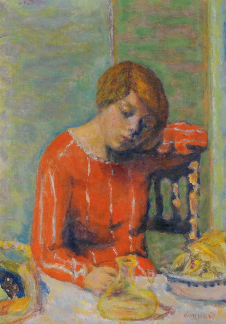 Le Corsage Rayé,De gestreepte corsage,Pierre Bonnard,Olieverf,Olieverf, parodie op beeldende kunst, solo