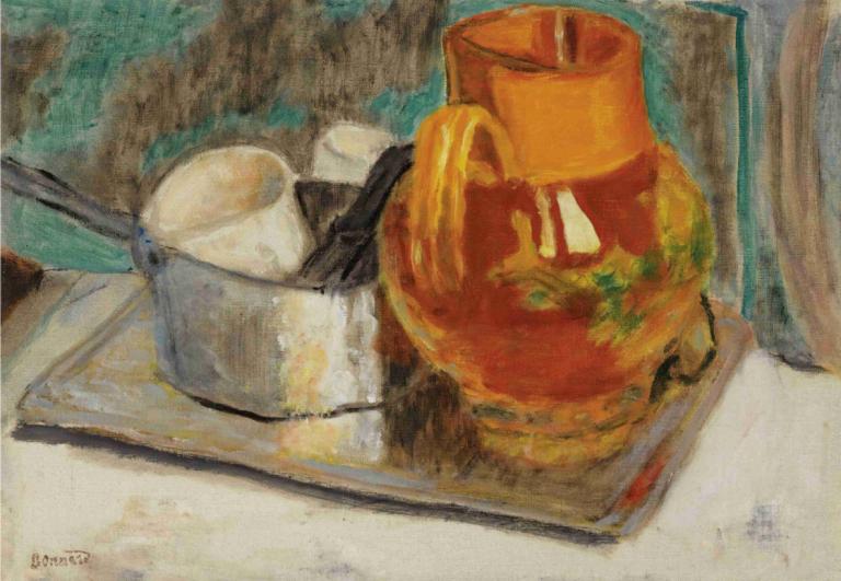 Nature Morte À La Cruche Orange,Nature Morte À La Cruche Sinaasappel,Pierre Bonnard,Olieverf,Olieverf