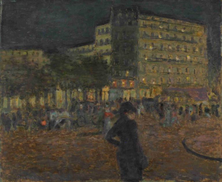 Place Pigalle at Night,Place Pigalle at Night,Pierre Bonnard,Ölgemälde,Ölgemälde, Solo, 1Junge, draußen