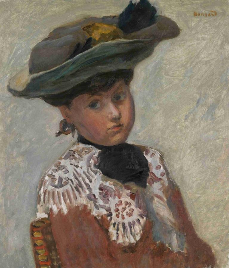 Portrait de Jeune Femme Or Le Chapeau,Porträt einer jungen Frau Gold Der Hut,Pierre Bonnard,Ölgemälde