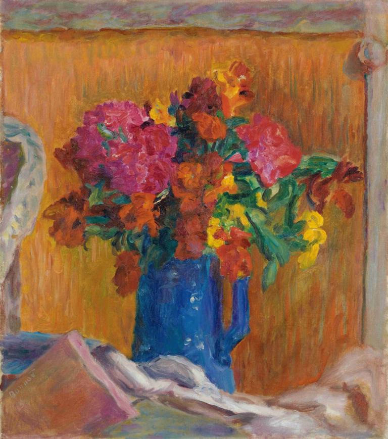 Pot Bleu,Pierre Bonnard,Oil Painting,Oil Painting, flower, traditional media, no humans, orange flower