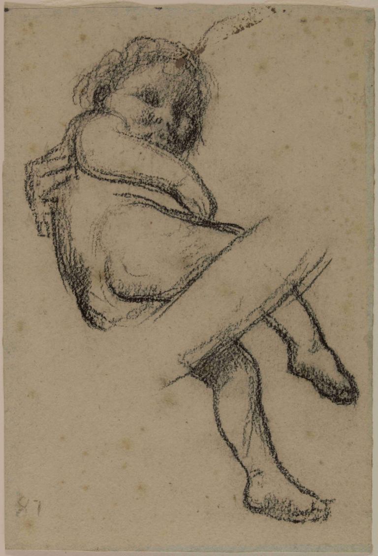 Etude d'enfant pour 'L'Enfance de sainte Geneviève',Pierre Puvis de Chavannes,Sketch,Sketch, 1girl