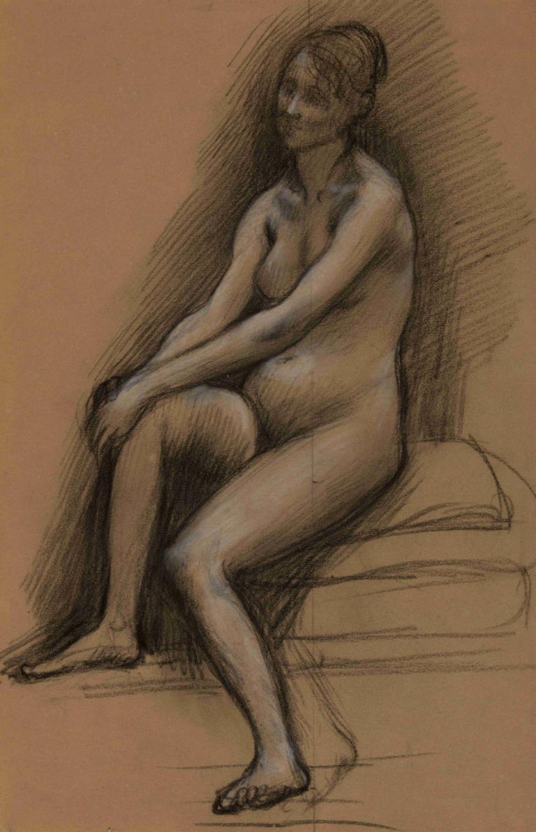 Femme nue, assise de trois-quarts à gauche,왼쪽으로 3/4 정도 앉은 누드 여성,Pierre Puvis de Chavannes,피에르 푸비스 드 샤반느,스케치