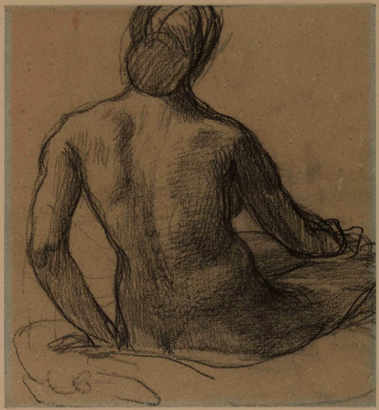 Femme nue, assise, de dos,Naakte vrouw, zittend, rug,Pierre Puvis de Chavannes,Schetsen,Schetsen, solo