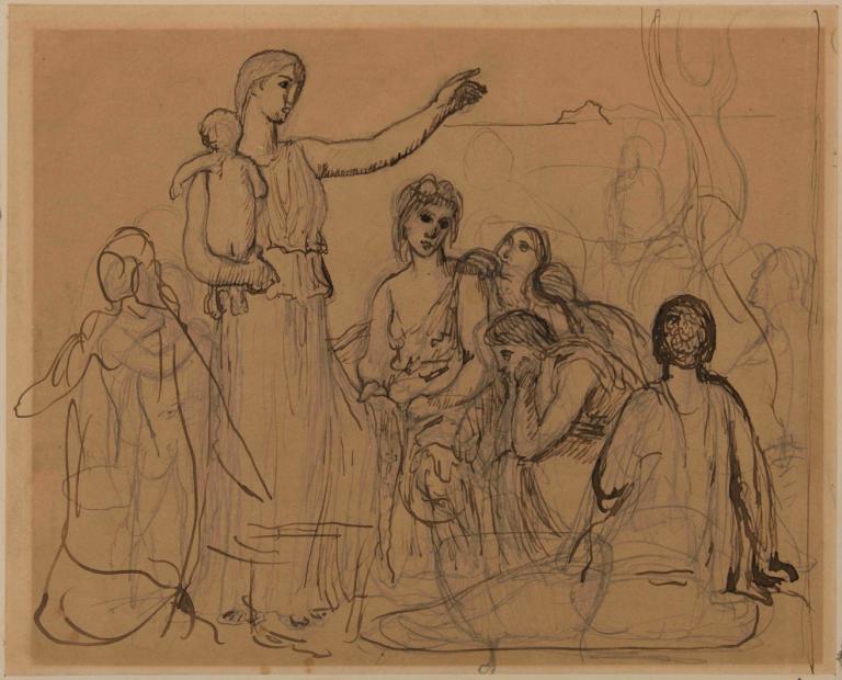 Groupe de femmes,Grupo de mujeres,Pierre Puvis de Chavannes,Bosquejo,Bosquejo, bosquejo