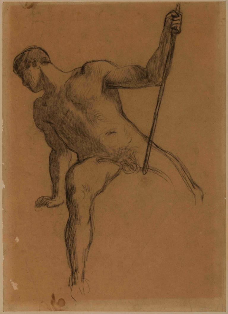 Homme nu assis,Uomo nudo seduto,Pierre Puvis de Chavannes,Schizzo,Schizzo, focus maschile, assolo, 1 ragazzo