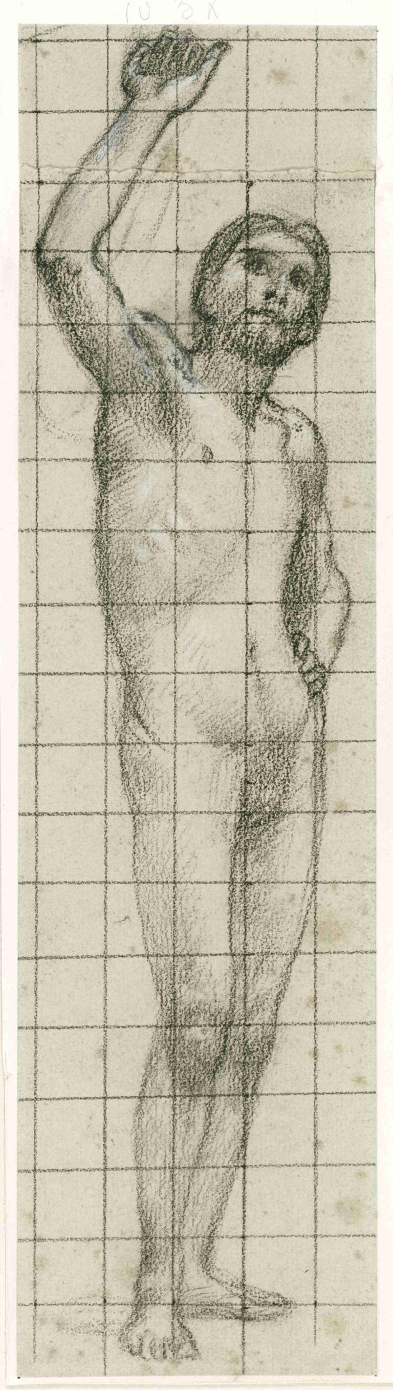 Homme nu de face, bras droit levé,Hombre desnudo de frente, brazo derecho levantado,Pierre Puvis de Chavannes