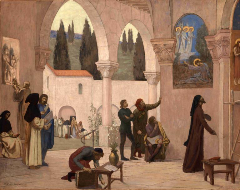 Inspiration Chretienne,Inspiración cristiana,Pierre Puvis de Chavannes,Pintura al óleo,Pintura al óleo