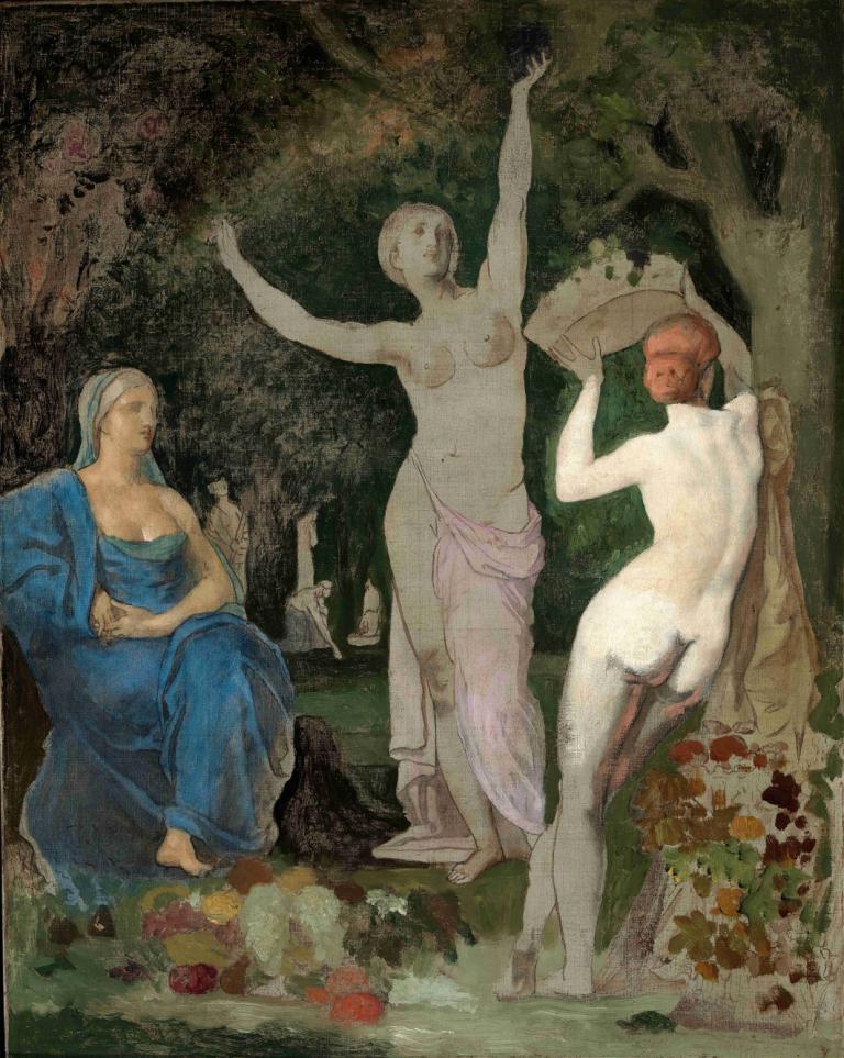 L' Automne,Pierre Puvis de Chavannes,Pintura al óleo,Pintura al óleo, parodia de bellas artes, varias chicas