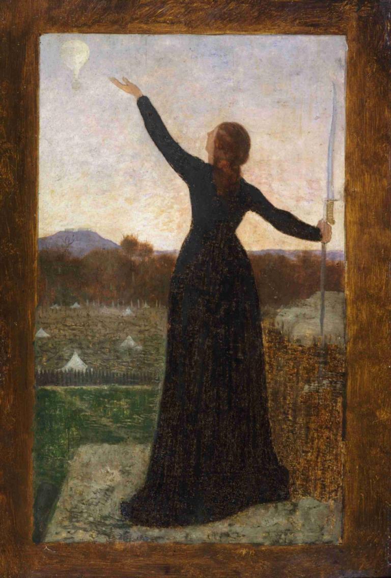 Le Ballon,Pierre Puvis de Chavannes,Pintura al óleo,Pintura al óleo, 1 chica, solo, vestido, arma