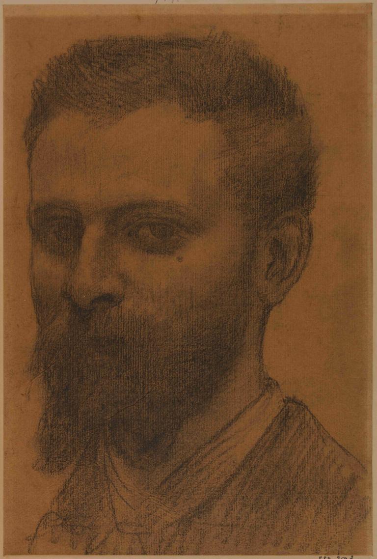 Portrait de Daras,Pierre Puvis de Chavannes,Sketch,Sketch, solo, 1boy, male focus, mole, mole under eye