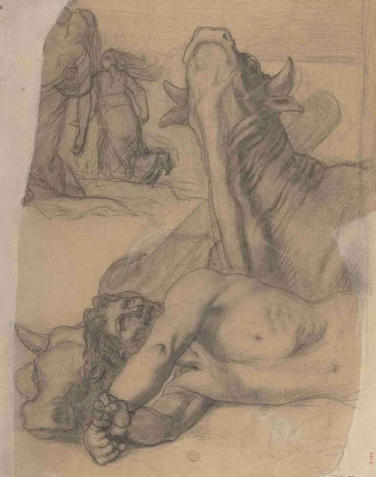 Sketch for War, painting in the Museum of Picardy at Amiens,Pierre Puvis de Chavannes,Sketch,Sketch