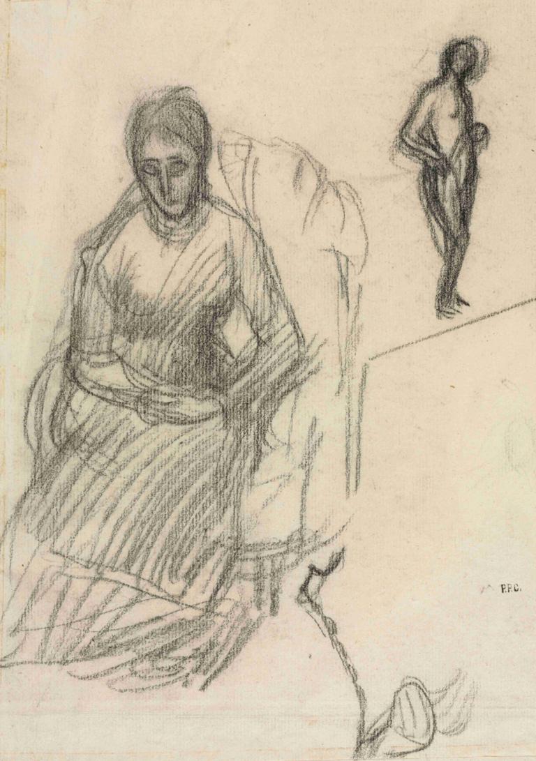 Study of Madame Marie Cantacuzène; Study of Standing Female Nude,瑪麗·坎塔庫澤納夫人研究；站著的女性裸體研究