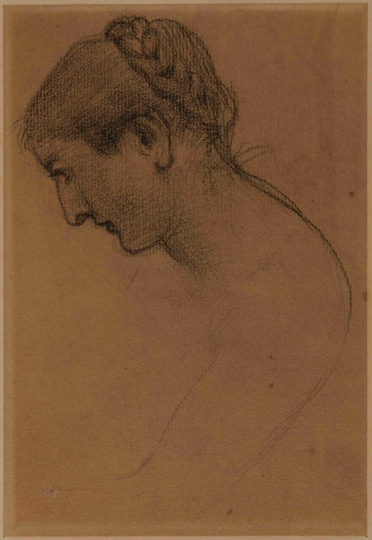 Tête de femme II,Vrouwenhoofd II,Pierre Puvis de Chavannes,Schetsen,Schetsen, solo, 1 jongen