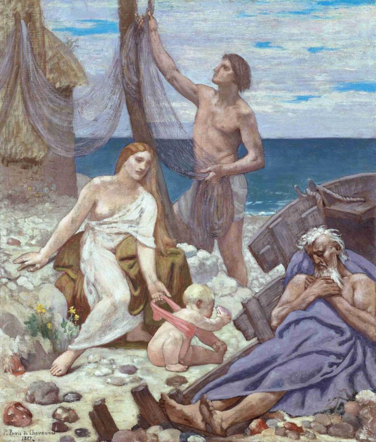 The Fisherman’s Family,De familie van de visser,Pierre Puvis de Chavannes,Olieverf,Olieverf