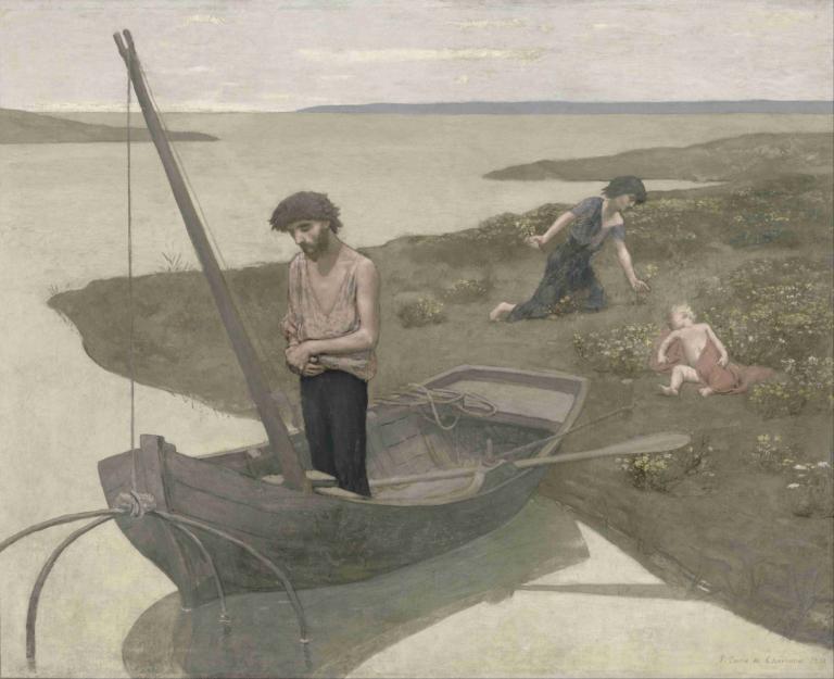 The Poor Fisherman,De arme visser,Pierre Puvis de Chavannes,Olieverf,Olieverf, waterscooters, boot