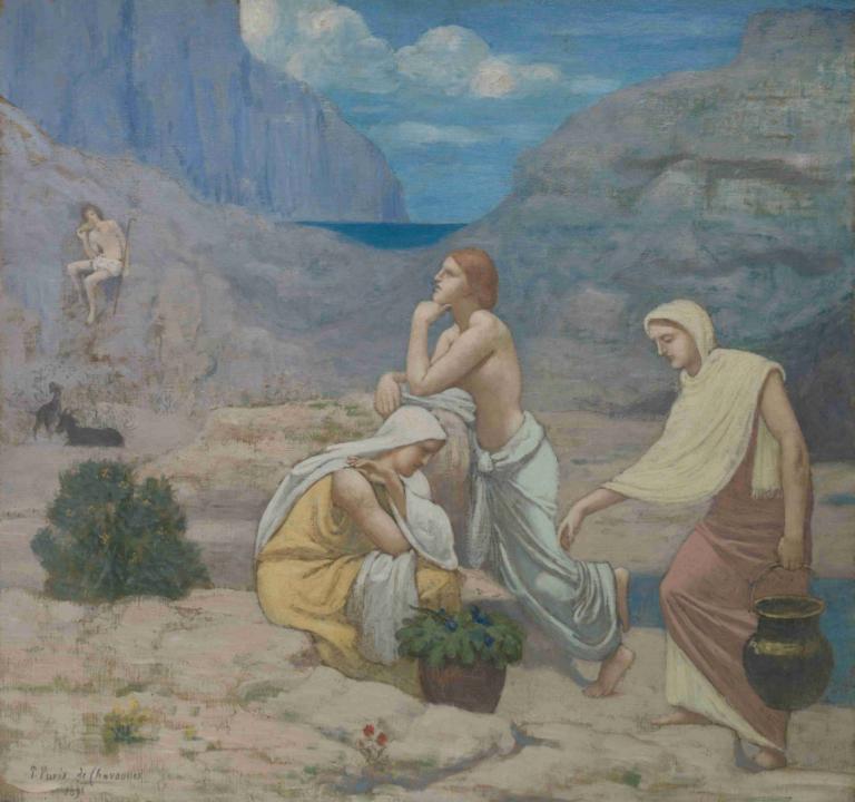 The Shepherd's Song,Het lied van de herder,Pierre Puvis de Chavannes,Olieverf,Olieverf