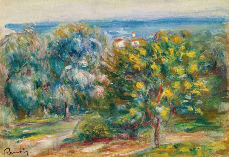 Ésquisse De Paysage Du Midi,Sketsa Lanskap Prancis Selatan,Pierre-Auguste Renoir,Lukisan cat minyak