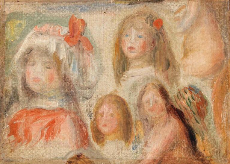 Étude de jeunes filles,Studi tentang gadis-gadis muda,Pierre-Auguste Renoir,Lukisan cat minyak