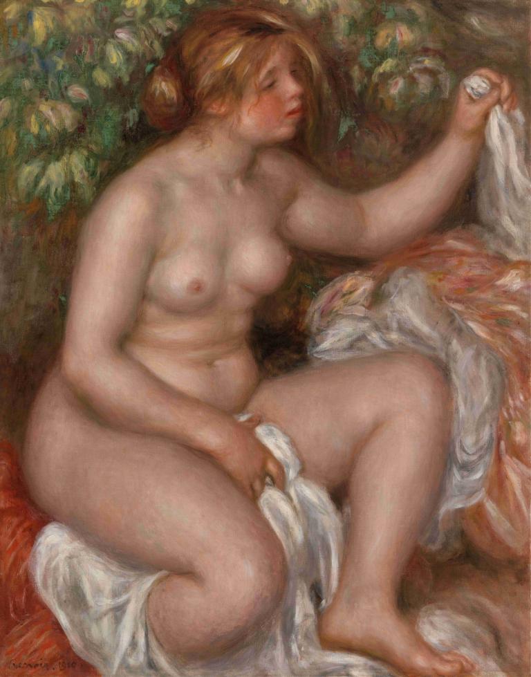 After the Bath (La Sortie du bain),Después del baño,Pierre-Auguste Renoir,Pintura al óleo,Pintura al óleo