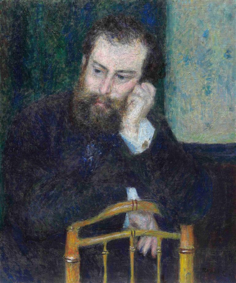 Alfred Sisley,Pierre-Auguste Renoir,Oil Painting,Oil Painting, 1boy, male focus, black hair, solo