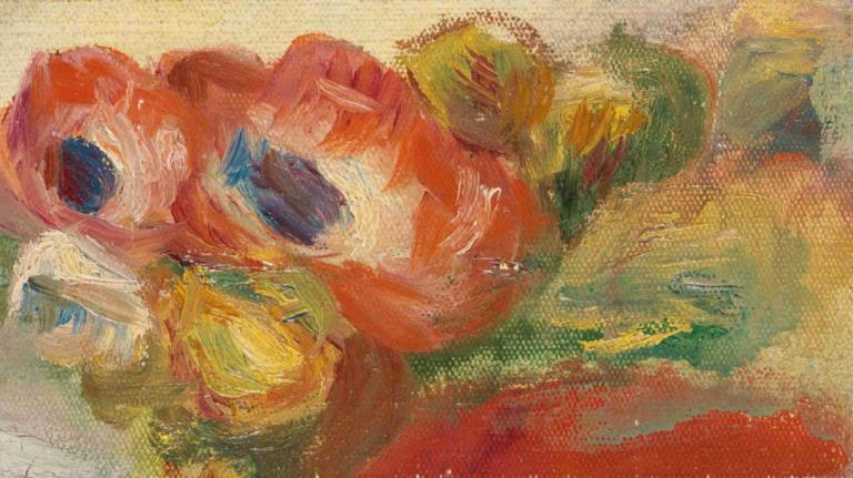 Anémones,Pierre-Auguste Renoir,Oil Painting,Oil Painting, abstract, colorful, painting (medium), no humans