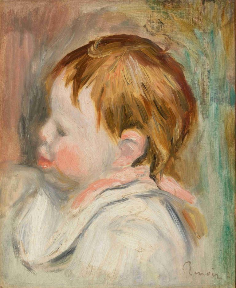 Baby's Head (Tête d'enfant, profil à gauche),Pierre-Auguste Renoir,Oil Painting,Oil Painting, 1girl, solo