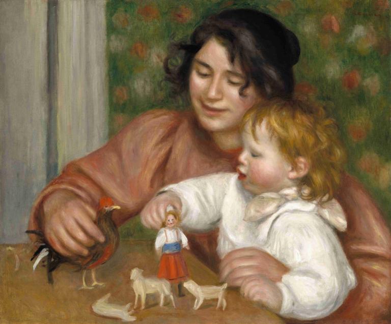 Child with Toys - Gabrielle and the Artist's Son, Jean,Pierre-Auguste Renoir,Oil Painting,Oil Painting