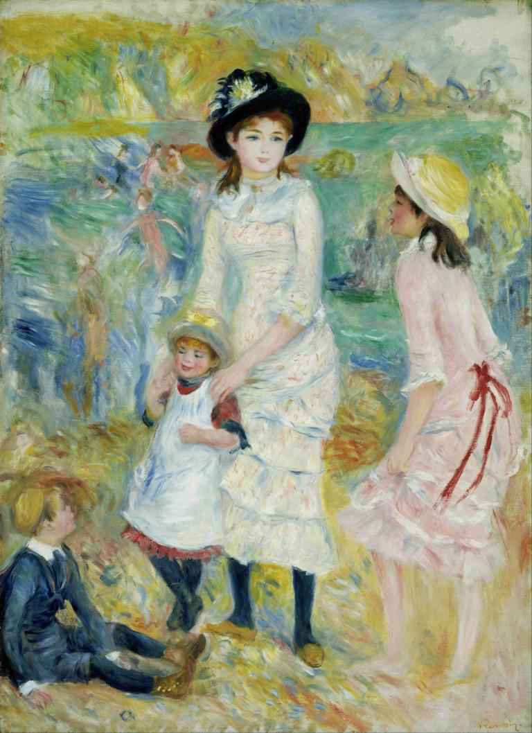 Children on the Seashore, Guernsey,Anak-anak di Tepi Pantai, Guernsey,Pierre-Auguste Renoir