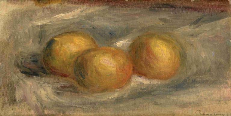 Citrons,Pierre-Auguste Renoir,Oil Painting,Oil Painting, no humans, food, solo, lying, pokemon (creature)