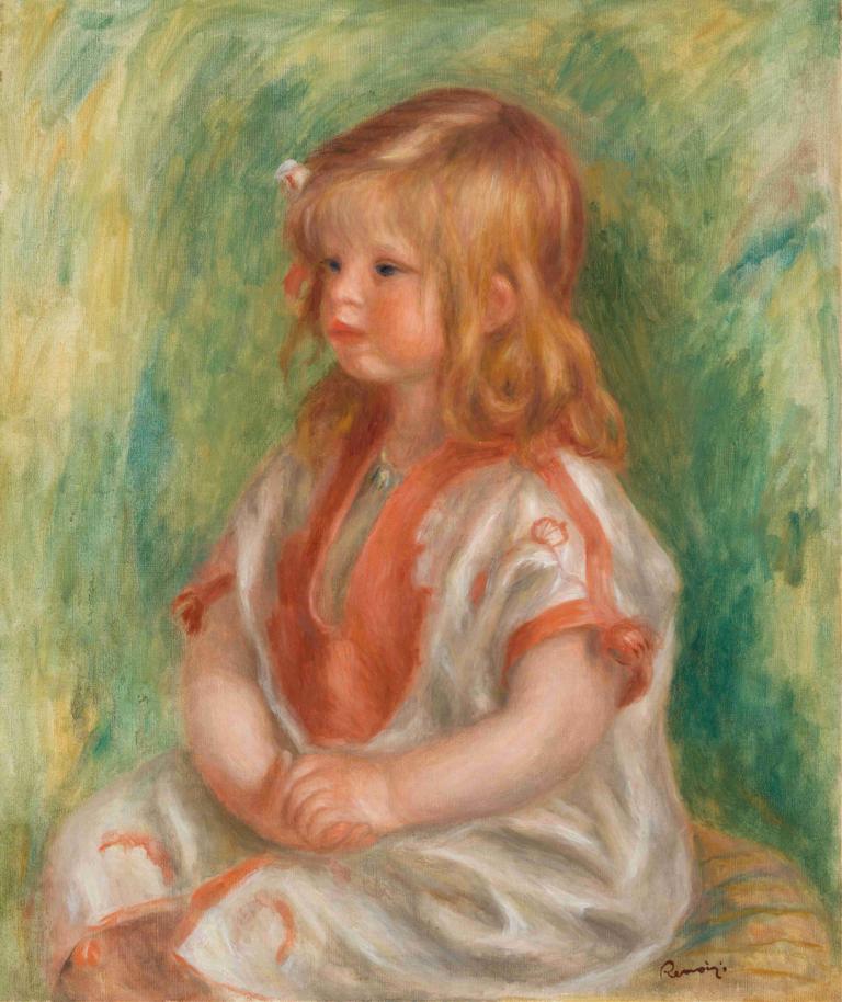 Claude Renoir,Pierre-Auguste Renoir,Olejomalba,Olejomalba, 1 dívka, sólo, sedící, parodie na výtvarné umění