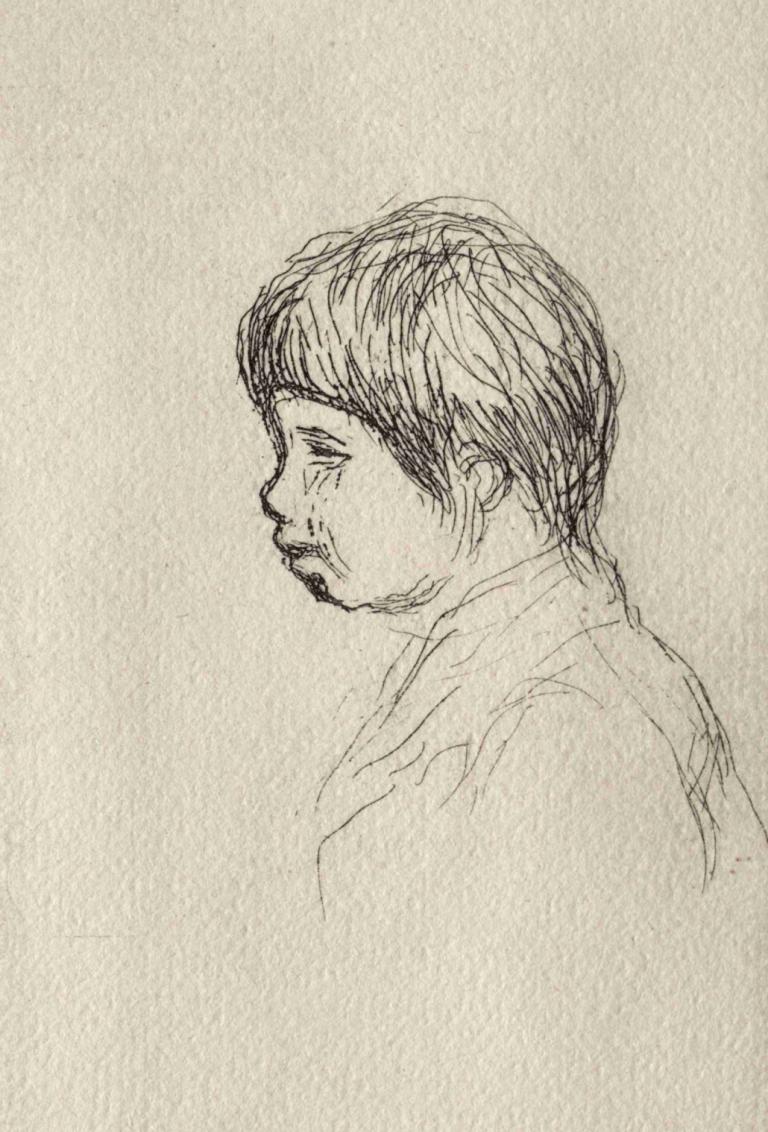 Claude Renoir, the Artist's Son, in Profile,Pierre-Auguste Renoir,Sketch,Sketch, 1boy, solo, male focus