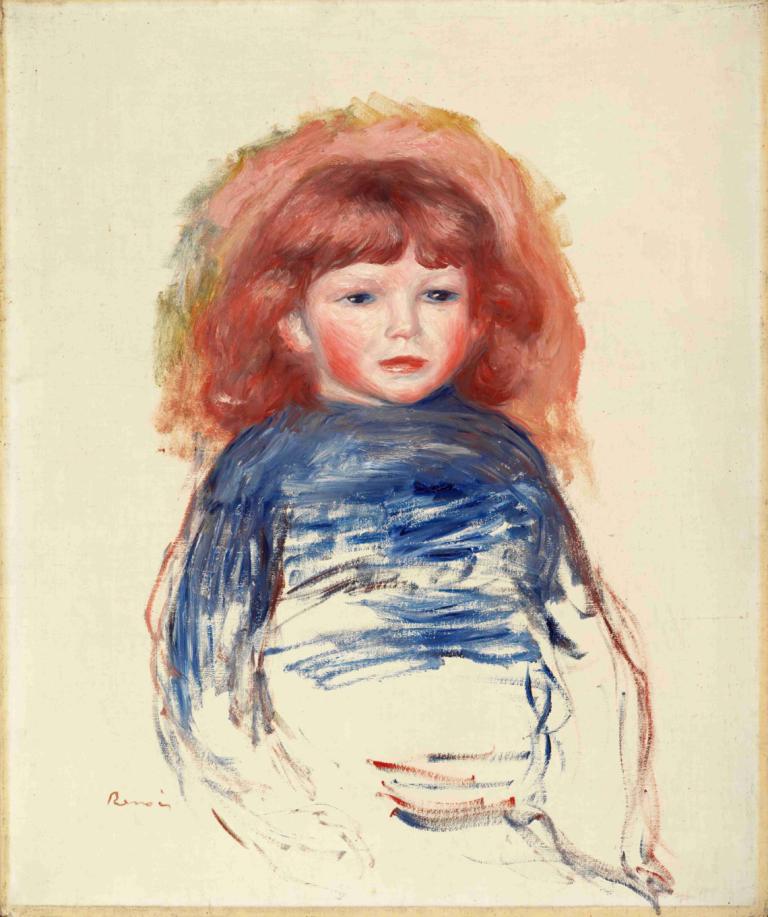 Coco,Pierre-Auguste Renoir,Ελαιογραφία,Ελαιογραφία, 1 κορίτσι, μονοφωνία, παραδοσιακά μέσα, κόκκινα μαλλιά