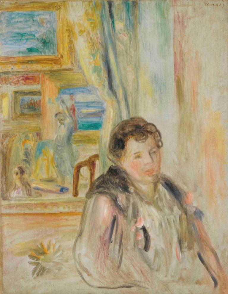 Femme Dans Un Intérieur,女性不是Intérieur,Pierre-Auguste Renoir,皮埃爾-奧古斯特·雷諾阿,油畫,油畫, 傳統媒體, 美術模仿, 繪畫（中）, 1男孩, 假傳統媒體