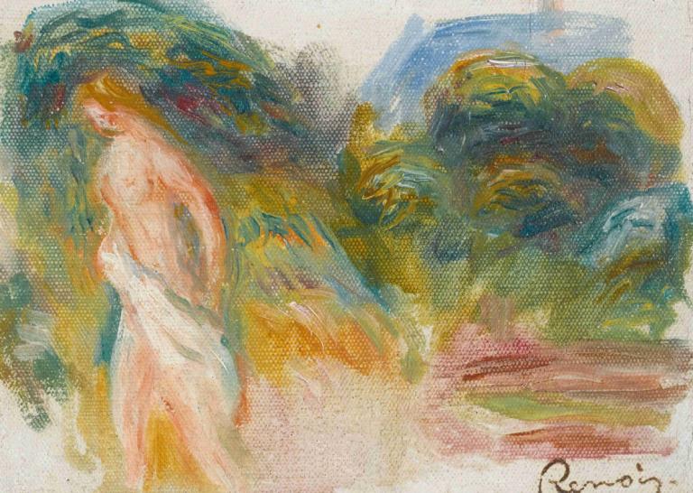 Femme Nue Et Paysage,누드 여성과 풍경,Pierre-Auguste Renoir,피에르 오귀스트 르누아르,오일 페인팅,오일 페인팅, 여자 1명, 독주, 전통 미디어, 긴 머리