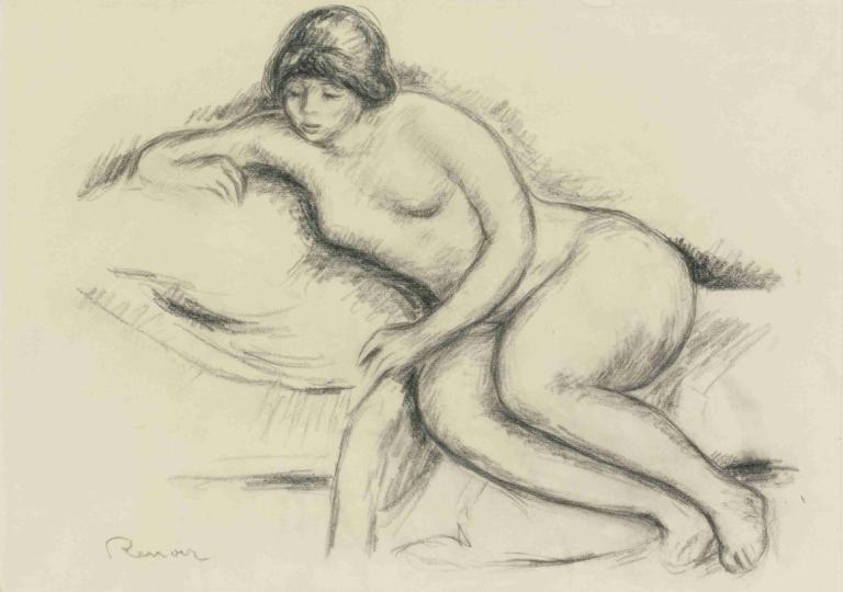 Femme nue sur le canapé de nice,Naakte vrouw op een bank in Nice,Pierre-Auguste Renoir,Schetsen,Schetsen