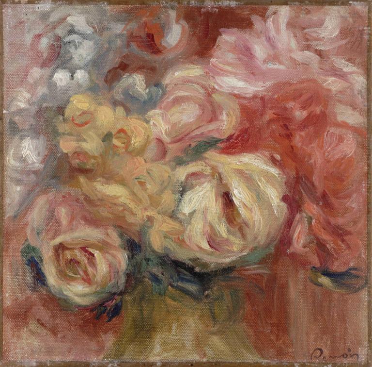 Flowers,Pierre-Auguste Renoir,Oil Painting,Oil Painting, flower, solo, rose, 1girl, abstract