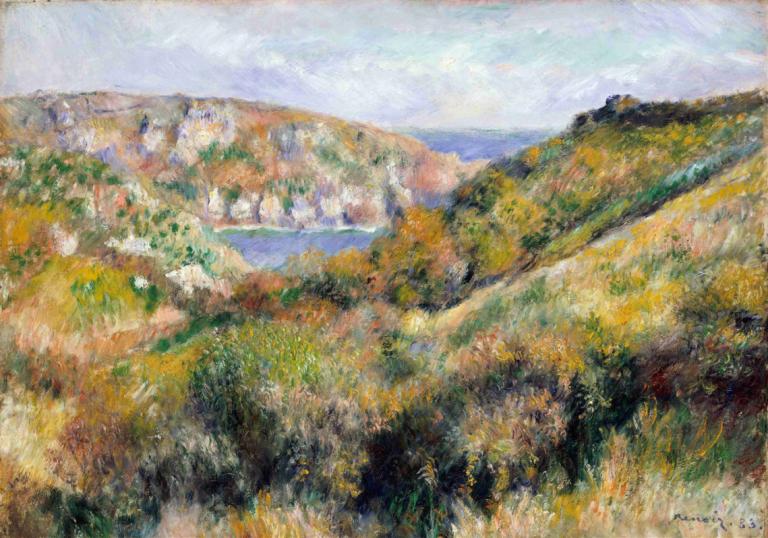 Hills around the Bay of Moulin Huet, Guernsey,Kopce kolem zálivu Moulin Huet, Guernsey,Pierre-Auguste Renoir