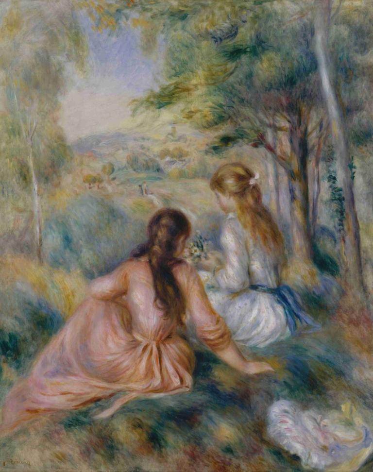 In the Meadow,Na Louce,Pierre-Auguste Renoir,Olejomalba,Olejomalba, květ, strom, falešná tradiční média