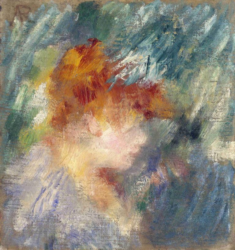 Jeanne Samary,Pierre-Auguste Renoir,Olejomalba,Olejomalba, sólo, 1 dívka, krátké vlasy, košile